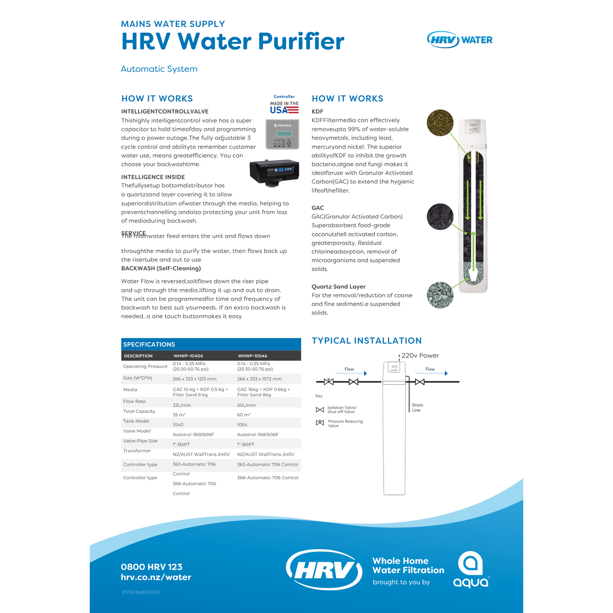 Whole House Water Purifier - Automatic Carbon High-Flow 10x54"