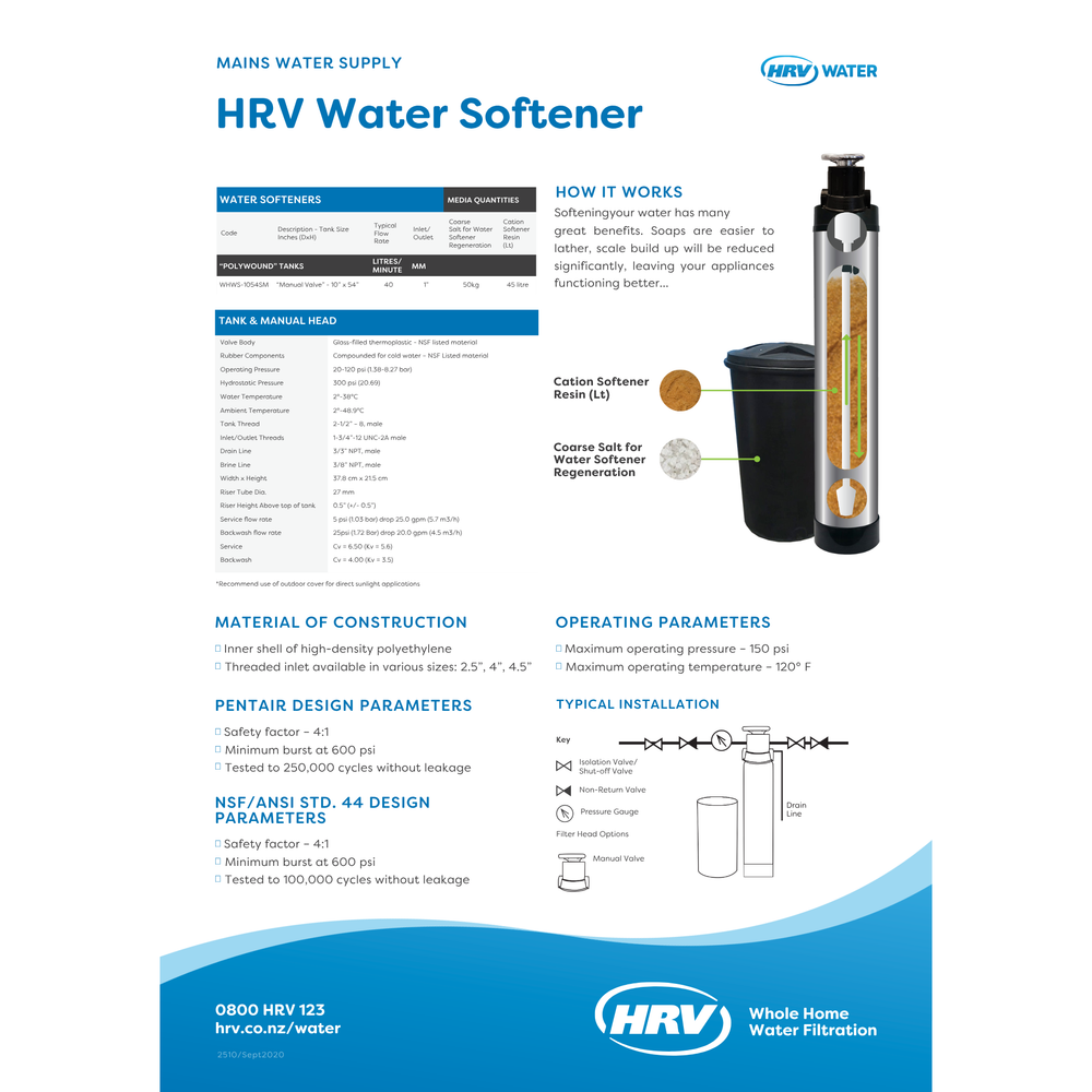 Whole House Water Softener - Manual Carbon High-Flow 10x54"