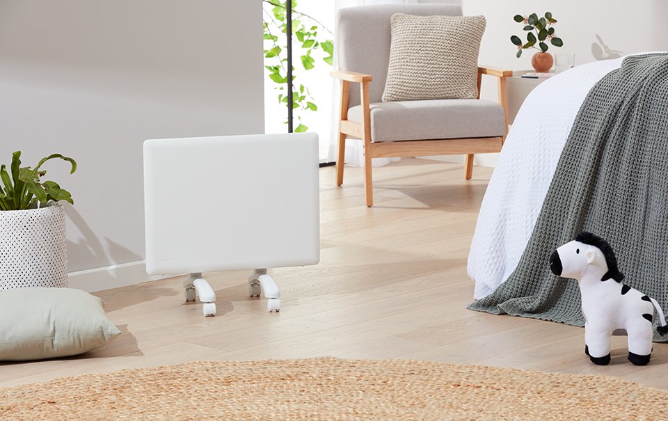 Nobo 1.0kW Compact Panel Heater (Thermostat with free Castors)