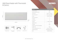 Nobo 2.0kW Slimline Panel Heater - Thermostat with free Castors